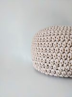 Light beige crochet pouffe