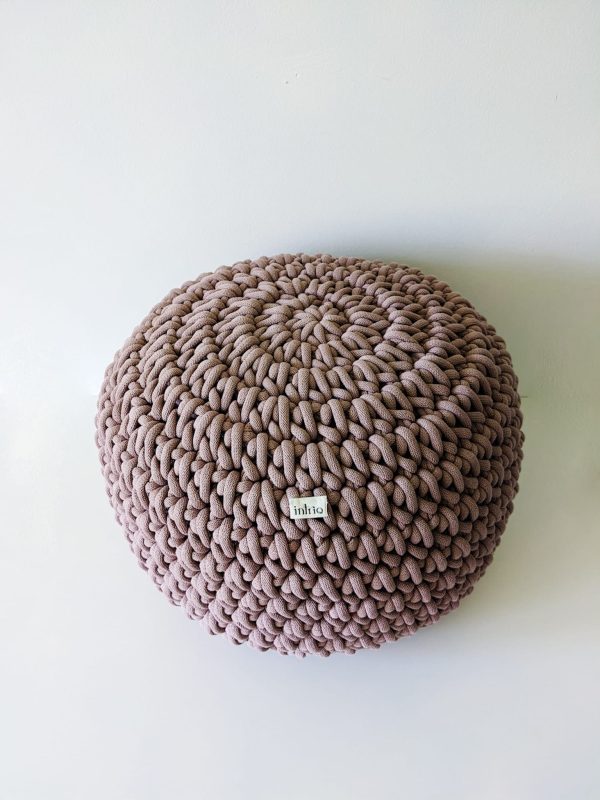 Purple crochet pouf