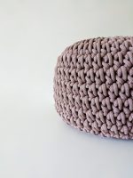 Purple crochet pouffe