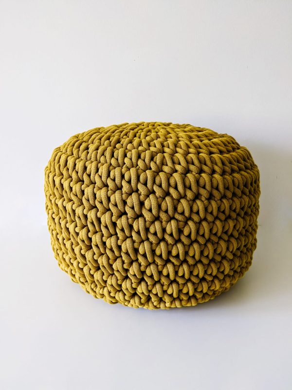 Mustard crochet pouf