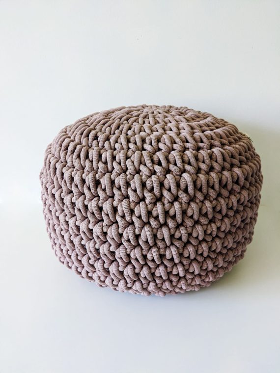 Purple crochet pouffe