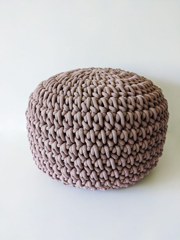 Purple crochet pouf