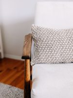 Crochet beige cushion