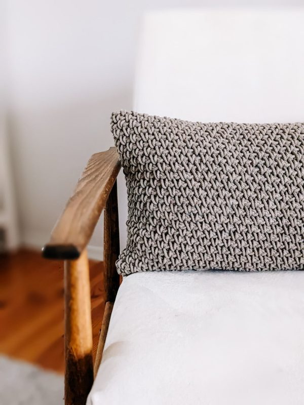 Crochet brown cushion