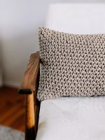 Crochet dark beige cushion