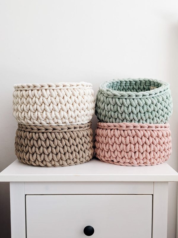 Mint crochet storage basket