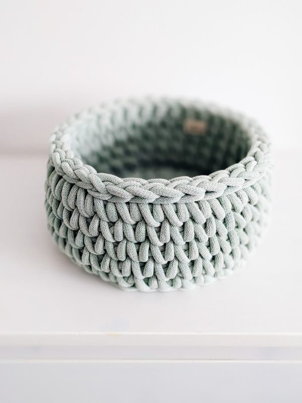 Mint crochet storage basket