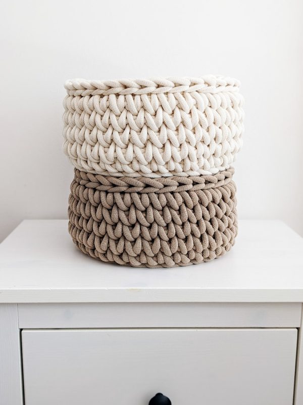 Natural crochet storage basket