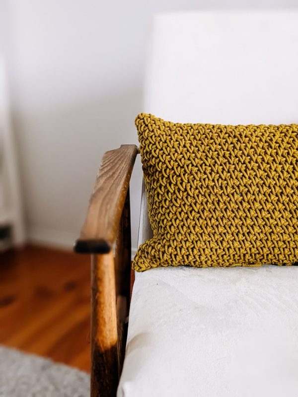 Crochet mustard cushion