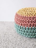 Yellow Pink Green Crochet pouf