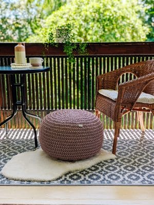 Outdoor crocheted pouf